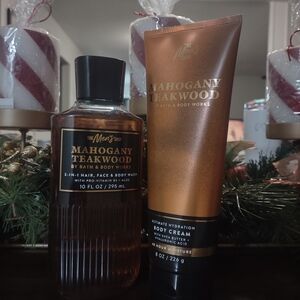 Bath & Body Works Mahogany Teakwood Body Wash and Cream Set